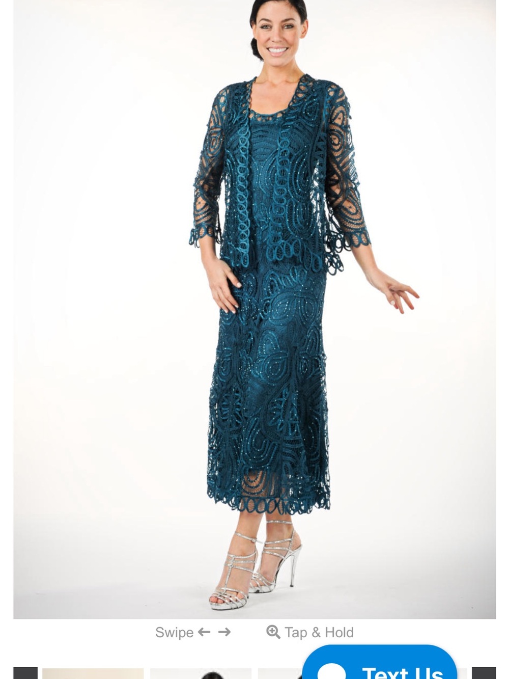 Soulmates Teal Lace Overlay Long Sleeve Dress with Jacket